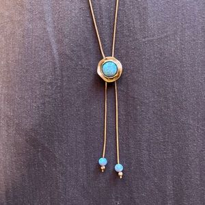 Sterling silver opal lariat necklace